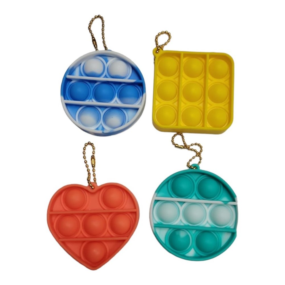 Pop It Mini Portable Toy Stress Assorted Silicone Shapes (4 Units Per Order)-Ra…